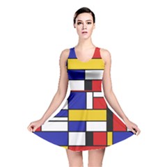 Stripes And Colors Textile Pattern Retro Reversible Skater Dress by DinzDas