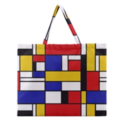 Stripes And Colors Textile Pattern Retro Zipper Large Tote Bag by DinzDas