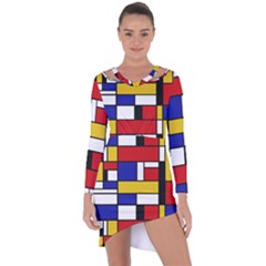 Stripes And Colors Textile Pattern Retro Asymmetric Cut-out Shift Dress by DinzDas