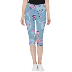 Japanese Ramen Sushi Noodles Rice Bowl Food Pattern 2 Inside Out Lightweight Velour Capri Leggings  by DinzDas