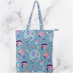 Japanese Ramen Sushi Noodles Rice Bowl Food Pattern 2 Double Zip Up Tote Bag by DinzDas