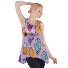 Back To School And Schools Out Kids Pattern Side Drop Tank Tunic by DinzDas