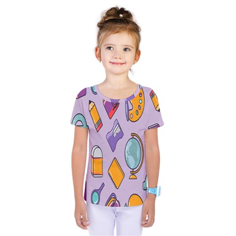 Back To School And Schools Out Kids Pattern Kids  One Piece Tee by DinzDas