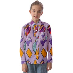 Back To School And Schools Out Kids Pattern Kids  Long Sleeve Shirt by DinzDas