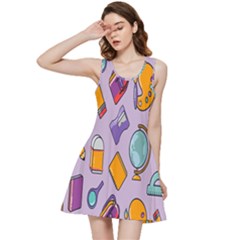 Back To School And Schools Out Kids Pattern Inside Out Racerback Dress by DinzDas