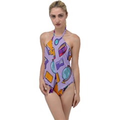 Back To School And Schools Out Kids Pattern Go With The Flow One Piece Swimsuit by DinzDas