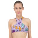 Back To School And Schools Out Kids Pattern High Neck Bikini Top View1