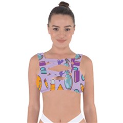 Back To School And Schools Out Kids Pattern Bandaged Up Bikini Top by DinzDas