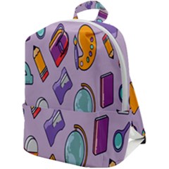 Back To School And Schools Out Kids Pattern Zip Up Backpack by DinzDas