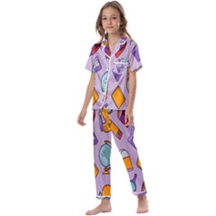 Back To School And Schools Out Kids Pattern Kids  Satin Short Sleeve Pajamas Set by DinzDas