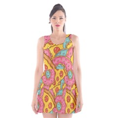 Fast Food Pizza And Donut Pattern Scoop Neck Skater Dress by DinzDas