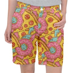 Fast Food Pizza And Donut Pattern Pocket Shorts by DinzDas