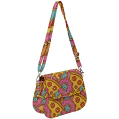 Fast Food Pizza And Donut Pattern Saddle Handbag by DinzDas