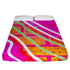 Pop Art Neon Wall Fitted Sheet (queen Size) by essentialimage365