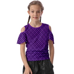 Purple, Black And Yellow Color Plaid, Retro Tartan Pattern Kids  Butterfly Cutout Tee by Casemiro