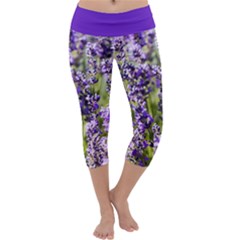 Lavender Makes Me Happy Capri Yoga Leggings by Terzaek