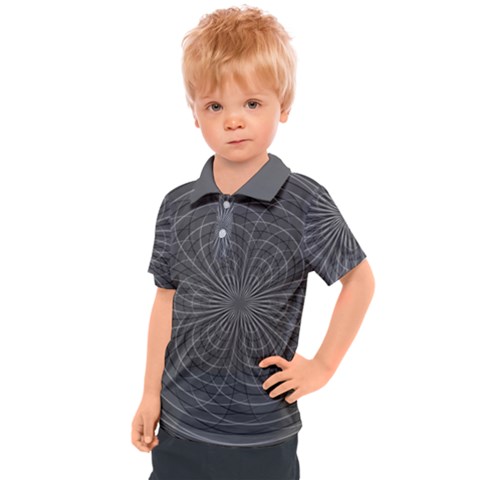 Abstract Spirals, Spiral Abstraction, Gray Color, Graphite Kids  Polo Tee by Casemiro