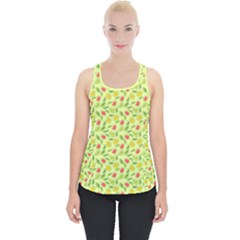 Vector Fruits Pattern, Pastel Colors, Yellow Background Piece Up Tank Top by Casemiro