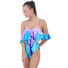 Aquatic Surface Patterns Drape Piece Swimsuit by Designops73