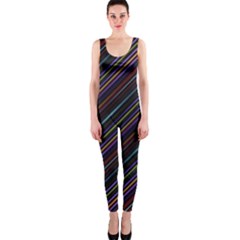 Dark Multicolored Striped Print Design Dark Multicolored Striped Print Design One Piece Catsuit by dflcprintsclothing