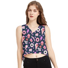 Dessert Ice Cream Donut V-neck Cropped Tank Top by flowerland