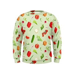 Seamless Pattern With Vegetables  Delicious Vegetables Kids  Sweatshirt by SychEva