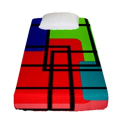 Colorful Rectangle Boxes Fitted Sheet (single Size) by Magicworlddreamarts1