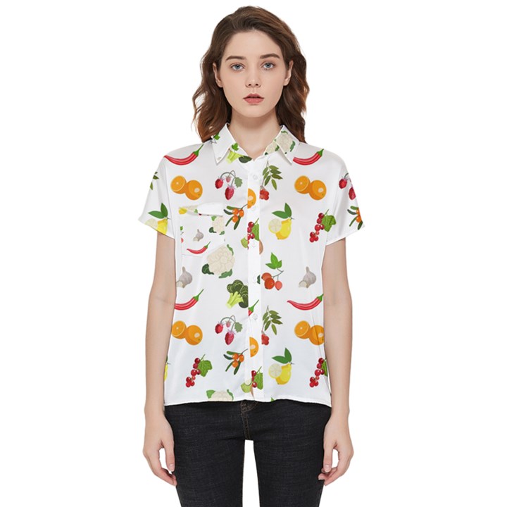 Fruits, Vegetables And Berries Short Sleeve Pocket Shirt