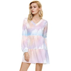 Morning Sky Love Tiered Long Sleeve Mini Dress by designsbymallika