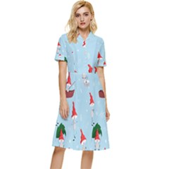 Funny Mushrooms Go About Their Business Button Top Knee Length Dress by SychEva