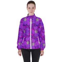 Fantasy Flowers In Paradise Calm Style Women s High Neck Windbreaker by pepitasart