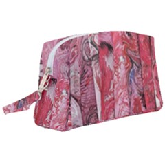 Pink Marbling Collage Wristlet Pouch Bag (large) by kaleidomarblingart