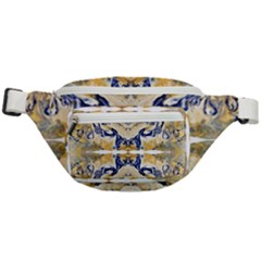 Gold On Blue Symmetry Fanny Pack by kaleidomarblingart