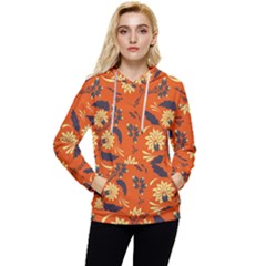 Folk Flowers Pattern  Women s Lightweight Drawstring Hoodie by Eskimos