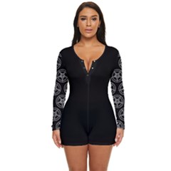 Baphomet Pentagram Long Sleeve Boyleg Swimsuit by Malvagia