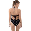 1950 Black White Dots Halter Cut-Out One Piece Swimsuit View2