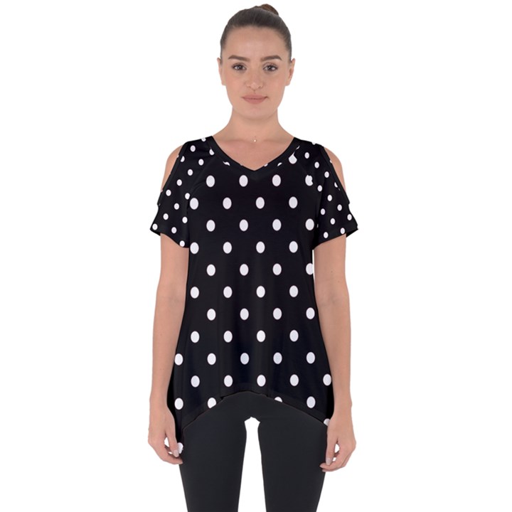 1950 Black White Dots Cut Out Side Drop Tee