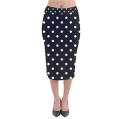 1950 Black White Dots Velvet Midi Pencil Skirt by SomethingForEveryone