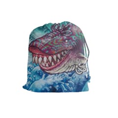 Wth Shark Drawstring Pouch (large) by SomethingForEveryone