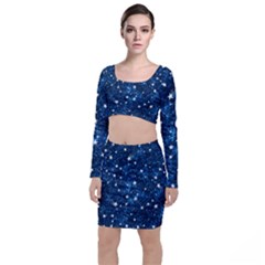 Dark Blue Stars Top And Skirt Sets by AnkouArts