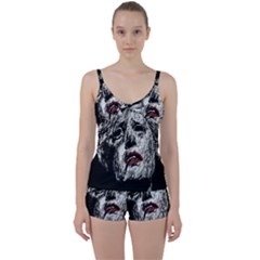 Creepy Head Sculpture Artwork Tie Front Two Piece Tankini by dflcprintsclothing