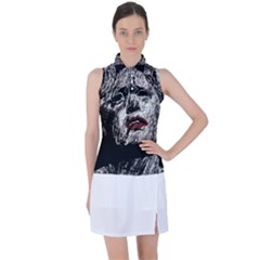 Creepy Head Sculpture Artwork Women s Sleeveless Polo Tee by dflcprintsclothing