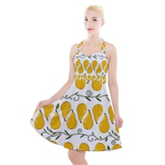 Juicy Yellow Pear Halter Party Swing Dress  by SychEva