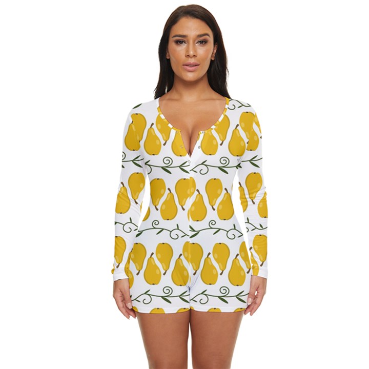 Juicy Yellow Pear Long Sleeve Boyleg Swimsuit