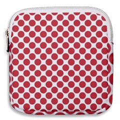 White W Red Dots Mini Square Pouch by SomethingForEveryone