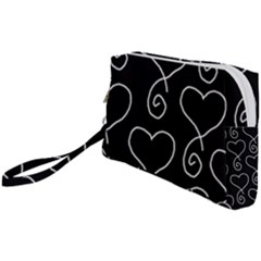 White Outlined Hearts Wristlet Pouch Bag (small) by SomethingForEveryone