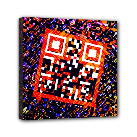 Root Humanity Bar And Qr Code In Flash Orange And Purple Mini Canvas 6  X 6  (stretched) by WetdryvacsLair