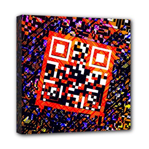 Root Humanity Bar And Qr Code In Flash Orange And Purple Mini Canvas 8  X 8  (stretched) by WetdryvacsLair