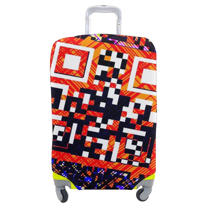 Root Humanity Bar And Qr Code in Flash Orange and Purple Luggage Cover (Medium)