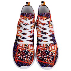 Root Humanity Bar And Qr Code In Flash Orange And Purple Men s Lightweight High Top Sneakers by WetdryvacsLair